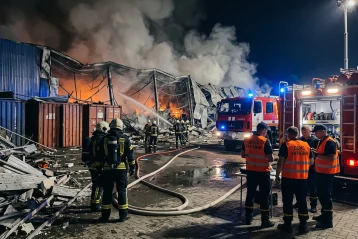 Рятувальники ДСНС гасять нічну пожежу на зруйнованому складі